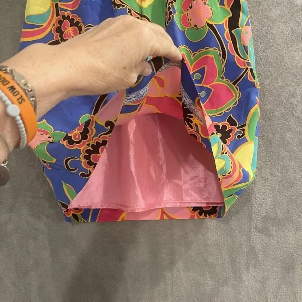 Lilly Pulitzer Skirt Womens Medium Silk Lined Floral Print Pockets 16347‎